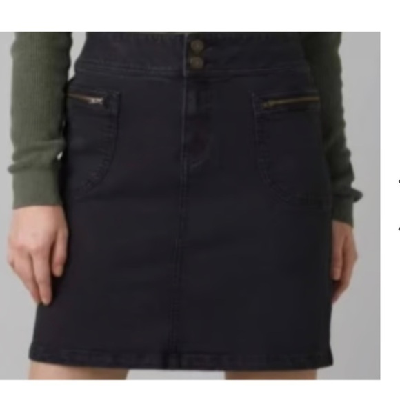 prAna Black Denim Broadway Skirt Size 8 - Picture 1 of 7